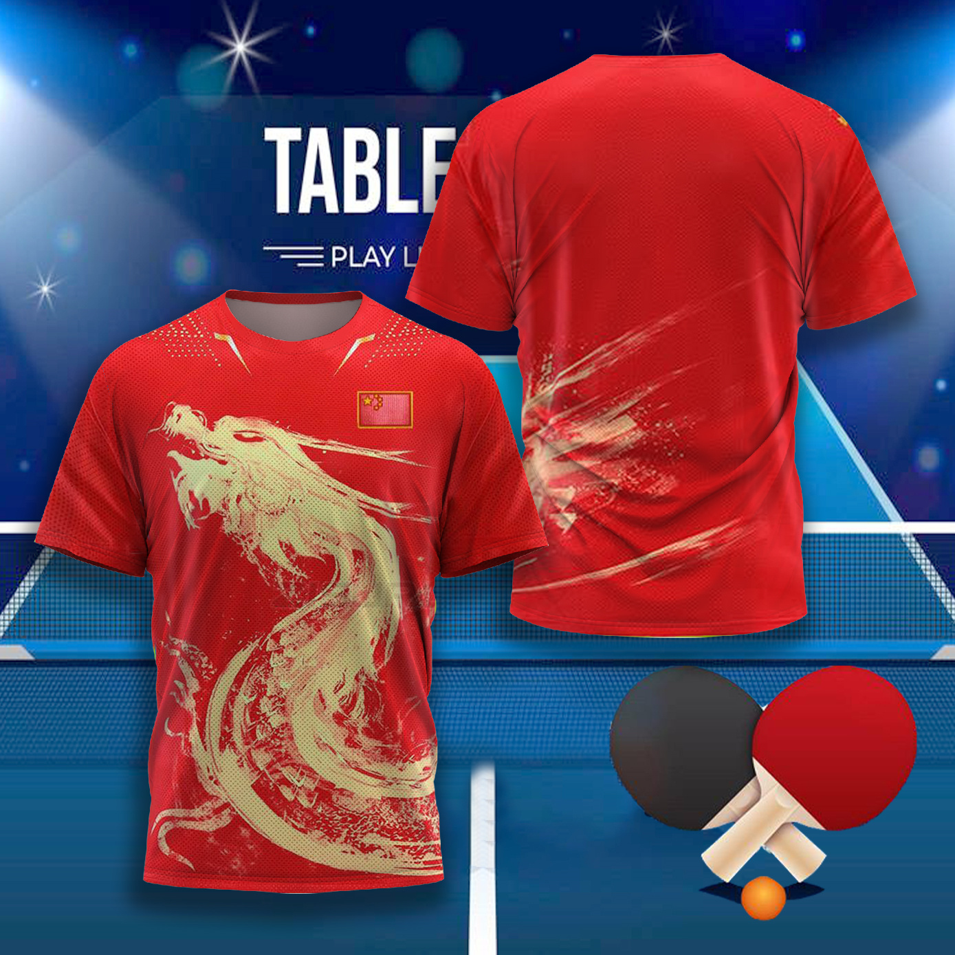 Badminton Outfit - CHINA Dragon Table Tennis Graphic T